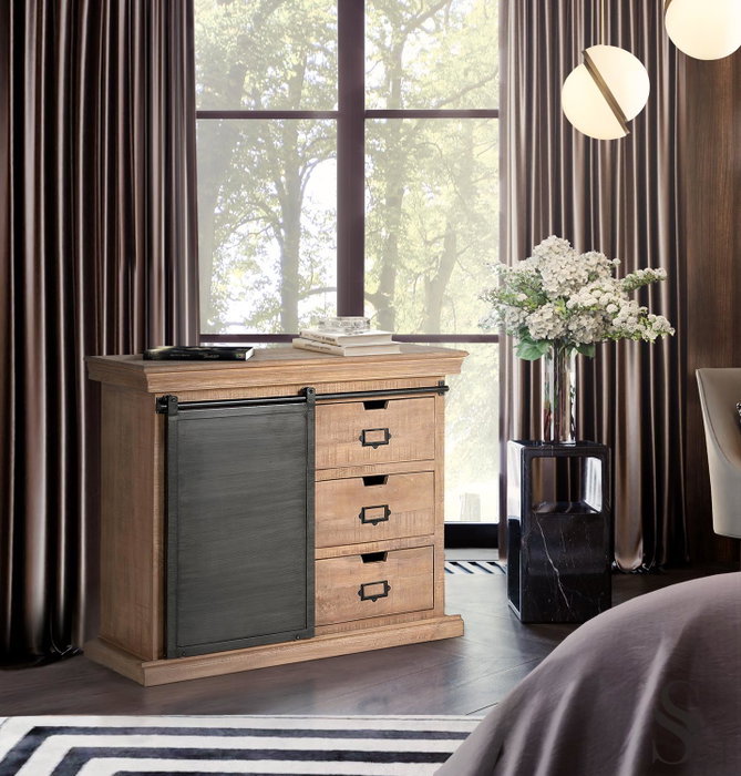 GINER Y COLOMER Cómoda de estilo industrial en madera de mango y metal